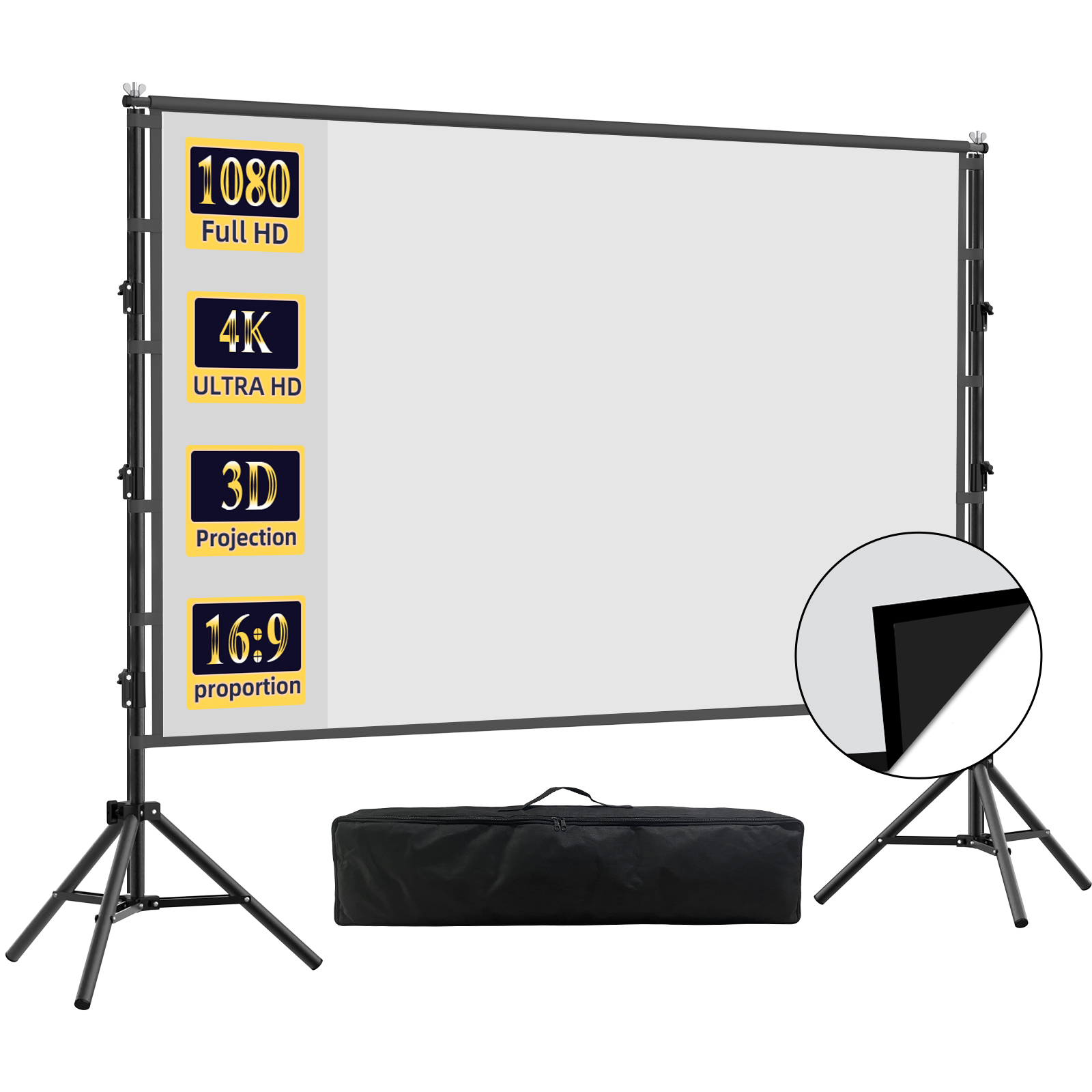 Home Cinema Blanc - Écran de projection VEIDADZ avec support,