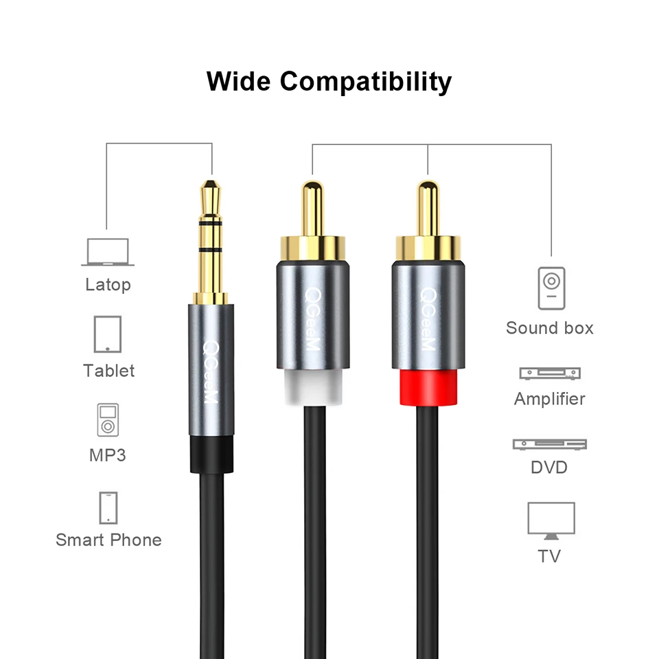 Câble RCA QGeeM 2RCA vers 3.5m - Home Cinema Unit avis et prix