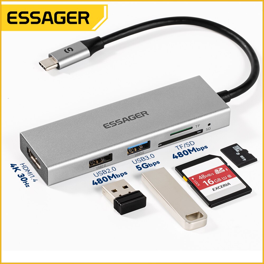 Essager 5 en 1 USB C HUB HDMI- - Home Cinema Usb avis et prix